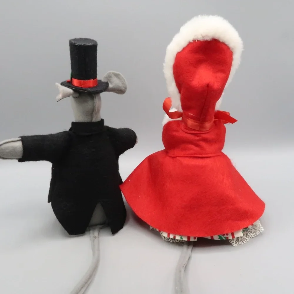Vintage‎ Stuffed Felt Plush Christmas Mice 80s Mr. & Mrs. Mouse 8